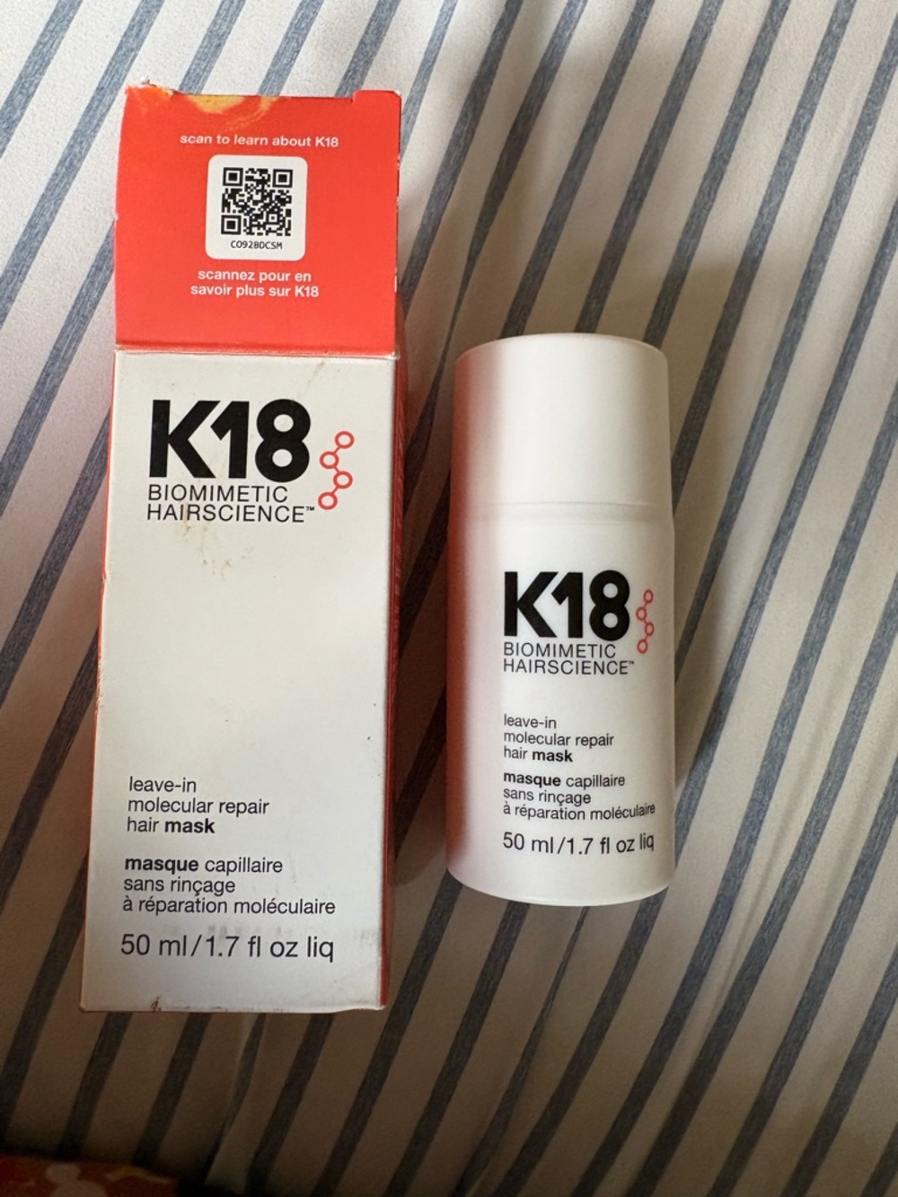 K18 Biomimetic Hairscience Leave-In Molecular Repair Hair Mask - White